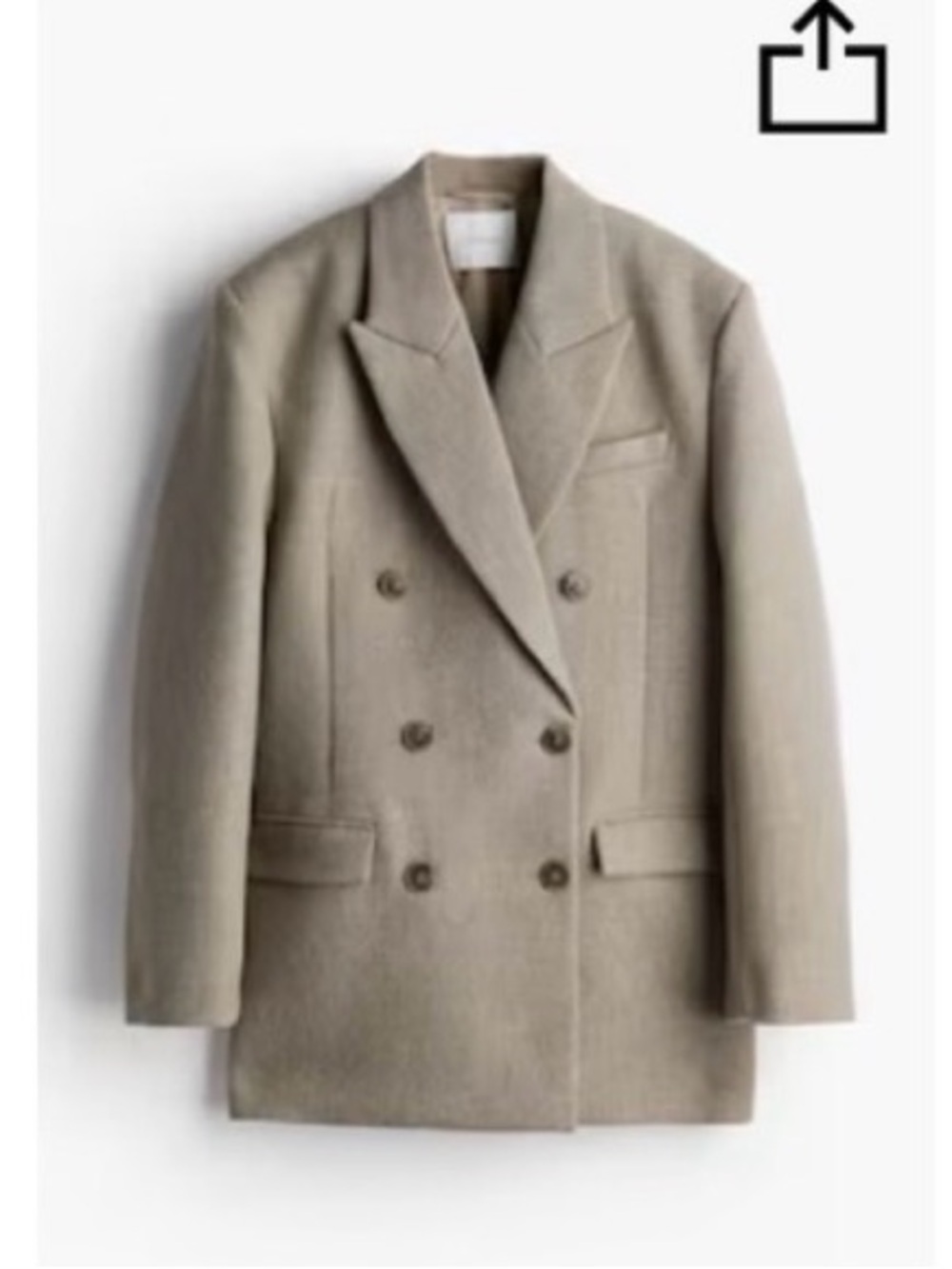 H&M Double-Breasted Women's Oversized Blazer Jacket - Taupe